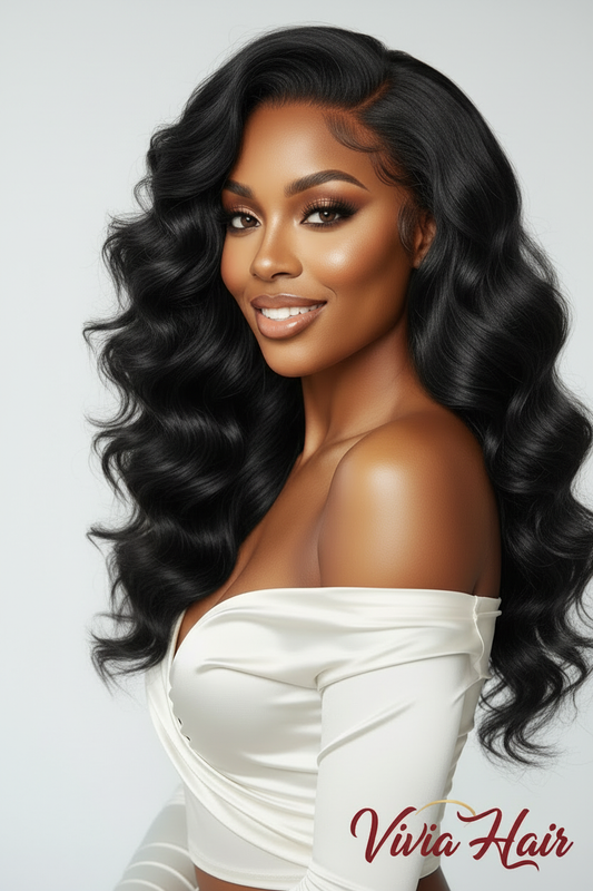 Body Wave Black Hair White Background